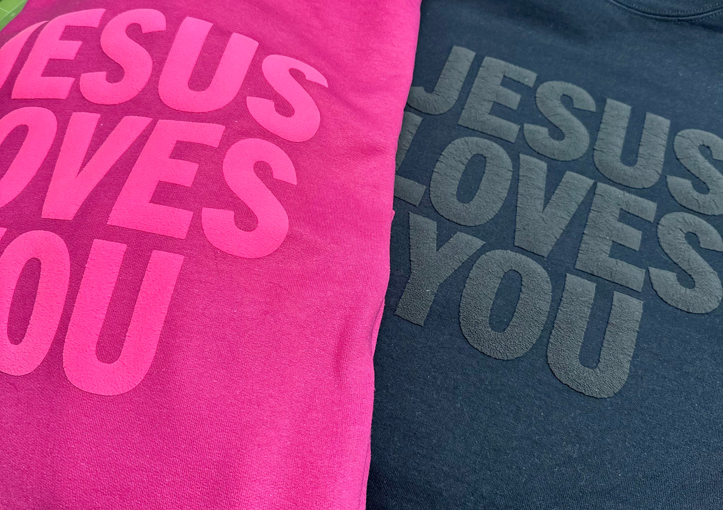 Jesus Loves You Puff Print Crewneck Sweatshirt